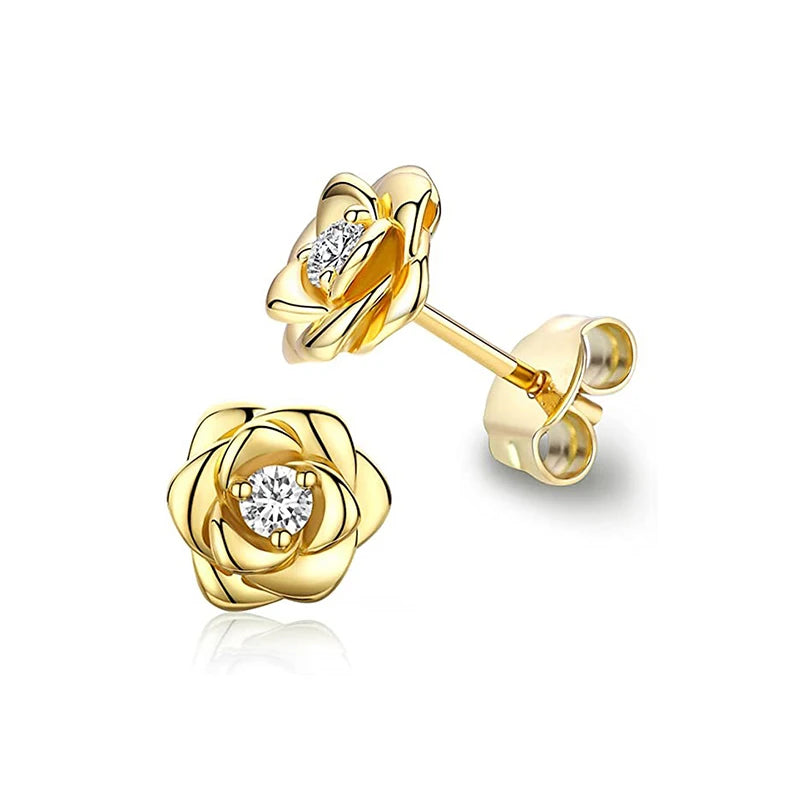 Huitan eternidade amor brincos orelha parafuso prisioneiro piercing cor prata/ouro moda coração brincos para mulheres chiques jóias de casamento