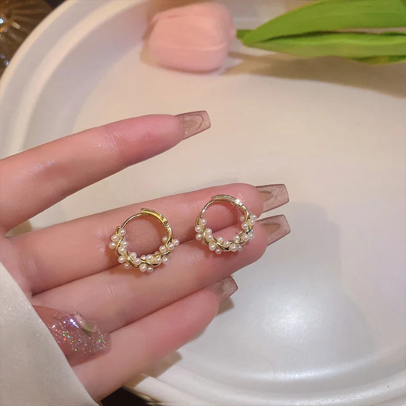 Brinco Feminino Argola Perolado Ouro 18K