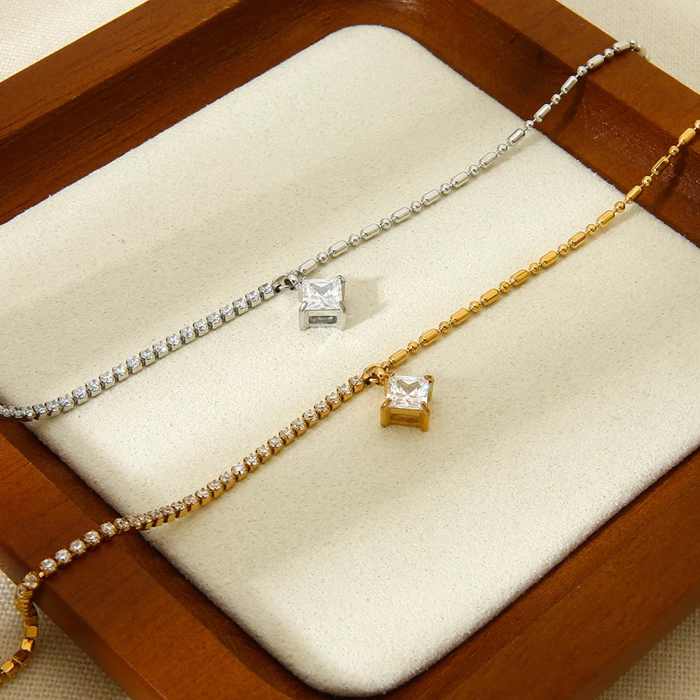 Luxo aço inoxidável 16k banhado a ouro camadas duplas pulseiras de zircônia cúbica para meninas acessórios de joias da moda