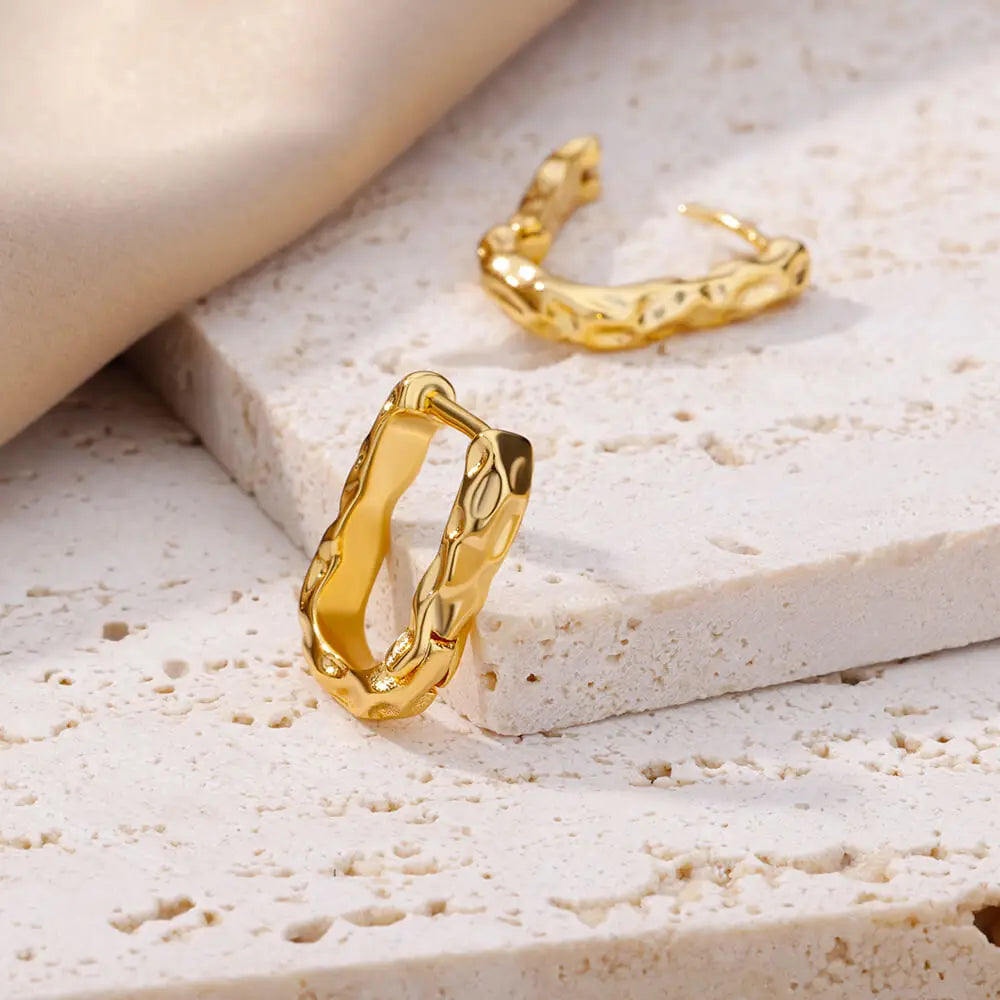 Brincos de argola quadrados de aço inoxidável para mulheres 2023 tendência luxo banhado a ouro brinco redondo estético jóias de casamento presente