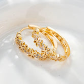 Declaração feminina arco-íris flor zircão pedra hoop brincos luxo glod cor jóias de casamento para mulher