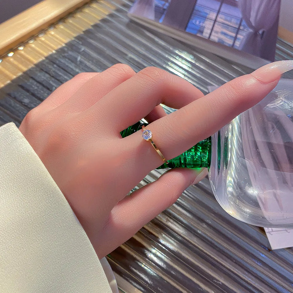 Anél Femininos de Ouro de Aço Inoxidável e Banho de Ouro 18K