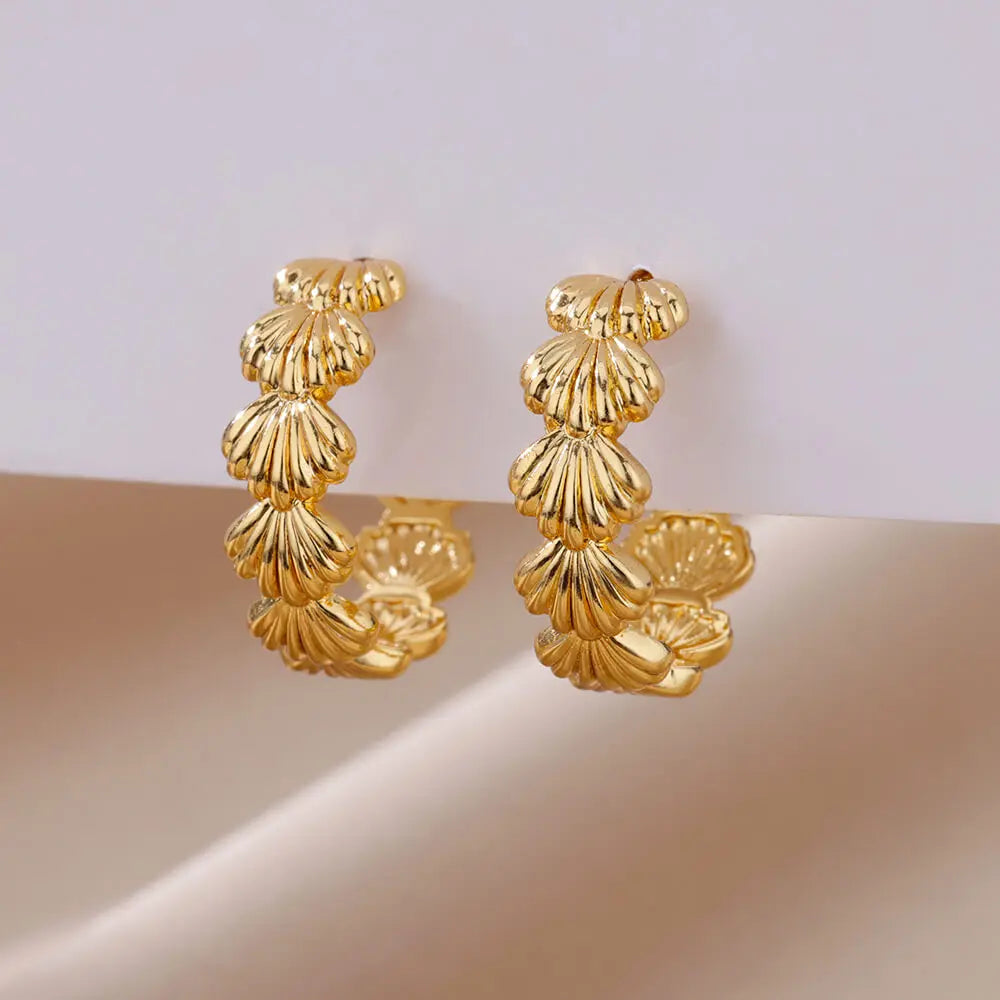 Brincos de aço inoxidável em forma de c para mulheres estilo coreano banhado a ouro piercing brinco luxo qualidade jóias presente de aniversário