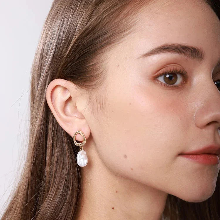 Brinco Feminino Argola Dupla com Pérola 18K
