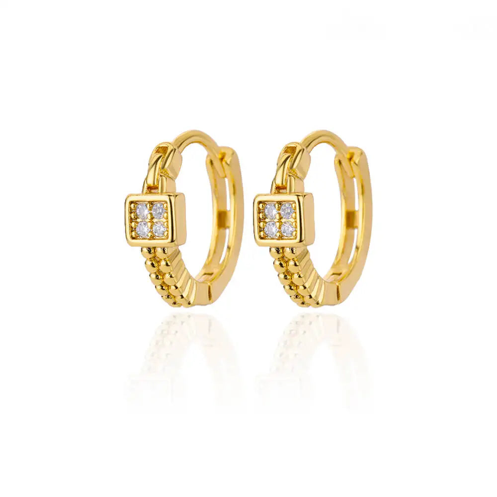 Brincos redondos quadrados pequenos requintados para mulheres 2023 tendência cor dourada brincos de aço inoxidável joias de natal presente aretes
