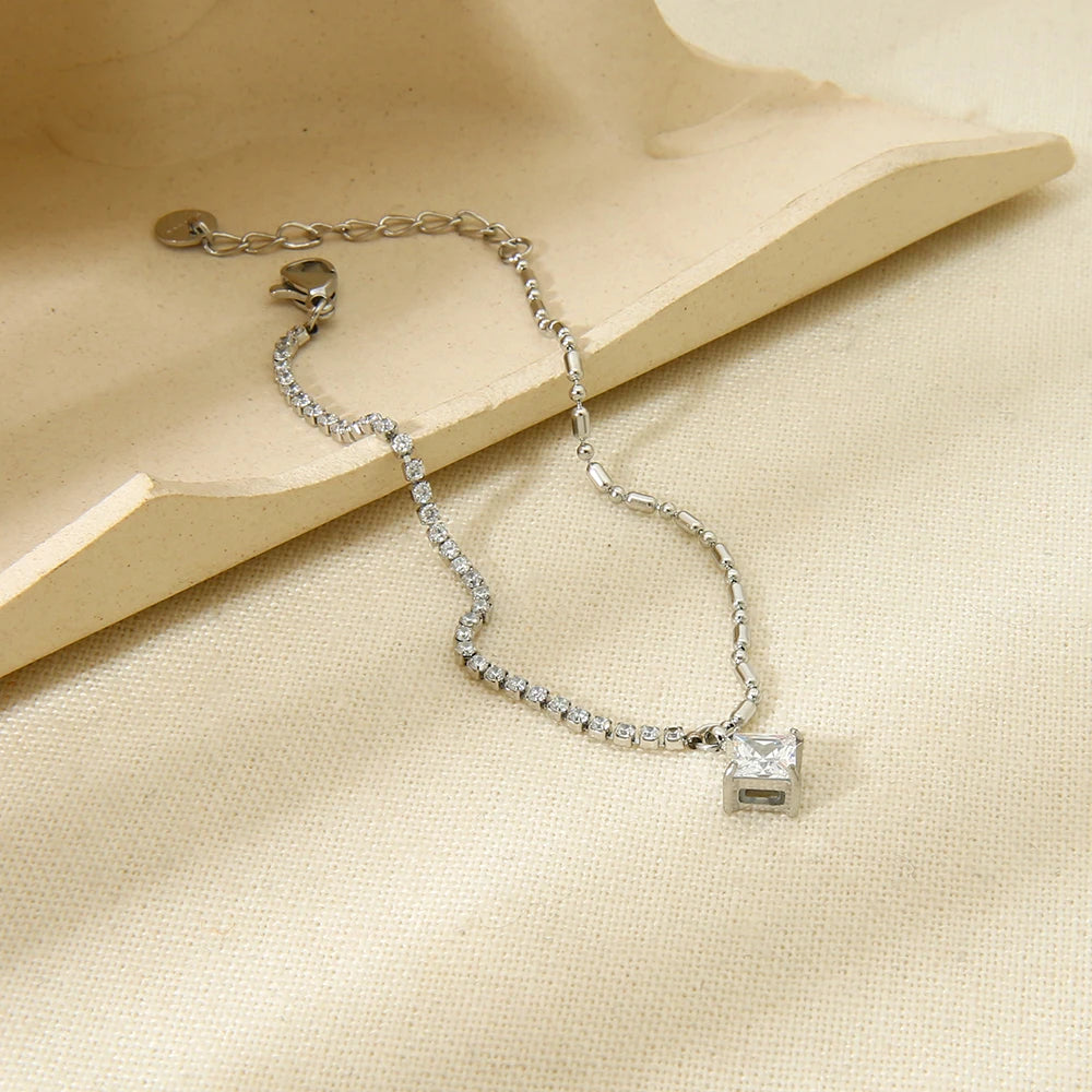 Luxo aço inoxidável 16k banhado a ouro camadas duplas pulseiras de zircônia cúbica para meninas acessórios de joias da moda