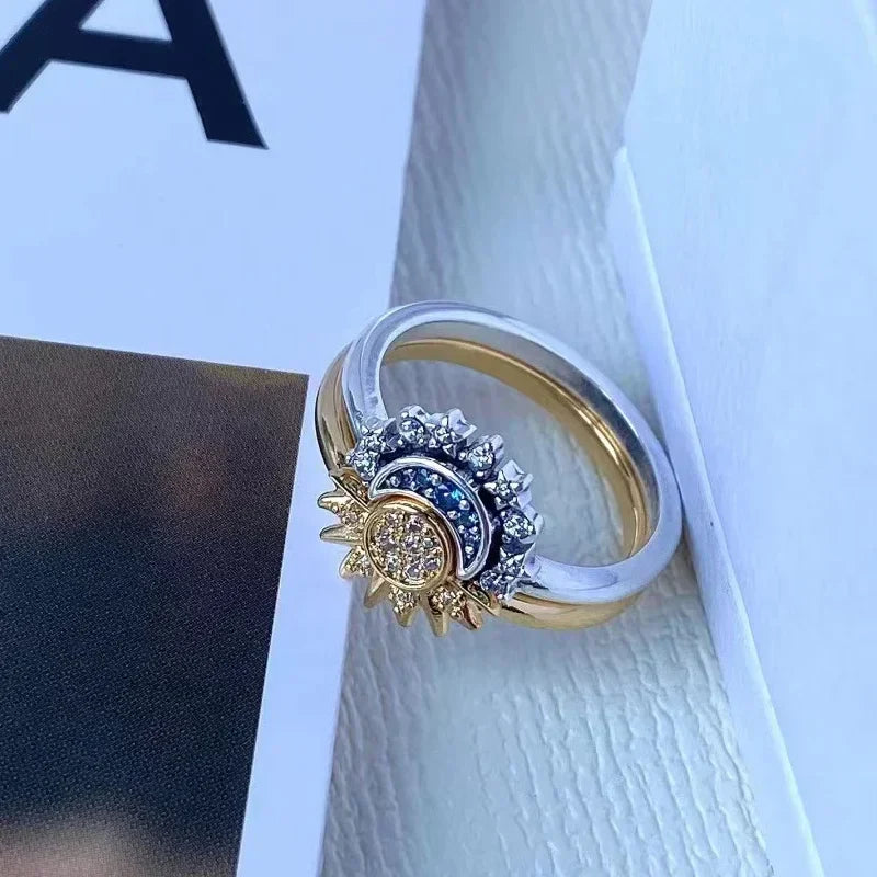 Anel Feminino Lua Sol Radiante