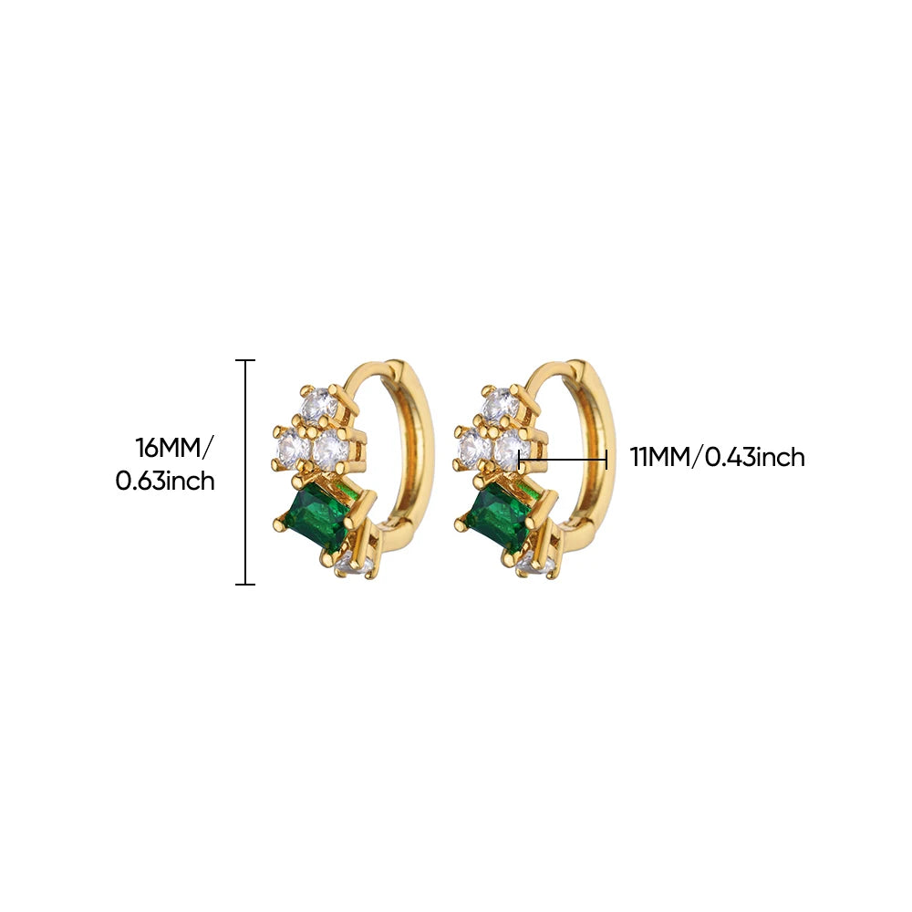 Brincos de trevo de cristal para mulheres, brincos de argola de zircônia verde, luxo feminino, designer de joias, presente de festa, frete grátis