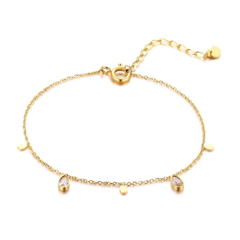 Feminino minimalismo corrente fina cruz lua crescente estrela pulseira, aço inoxidável feminino ligação ajustável empilhado em camadas