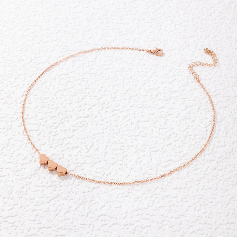 Moda minúsculo 3 cores coração encantos pingente colares para mulheres querida amor coração gargantilhas link corrente adorável pescoço jóias presente