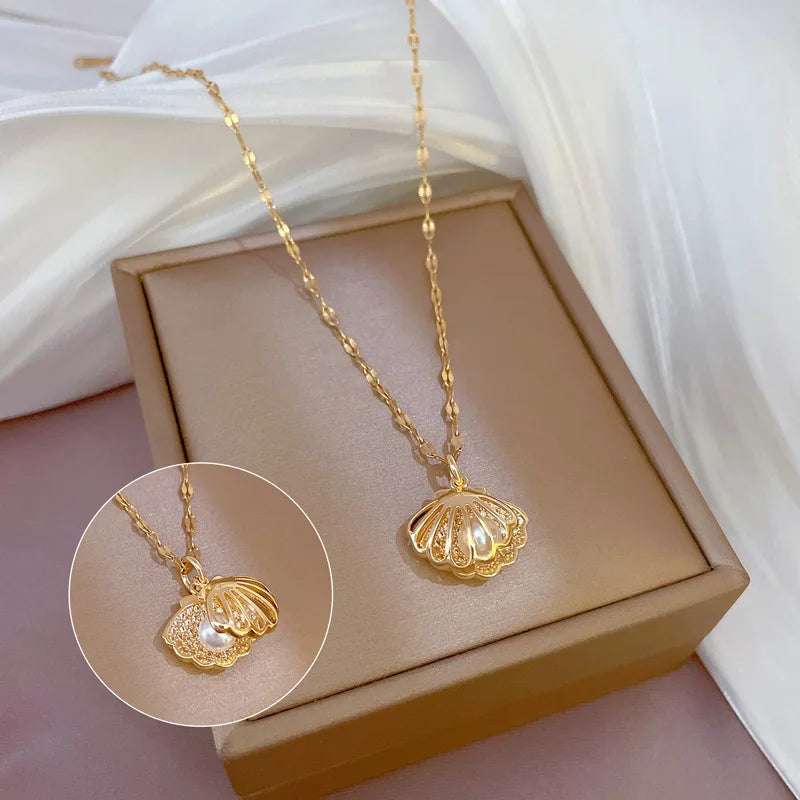 Colar Concha com Pérola 18K