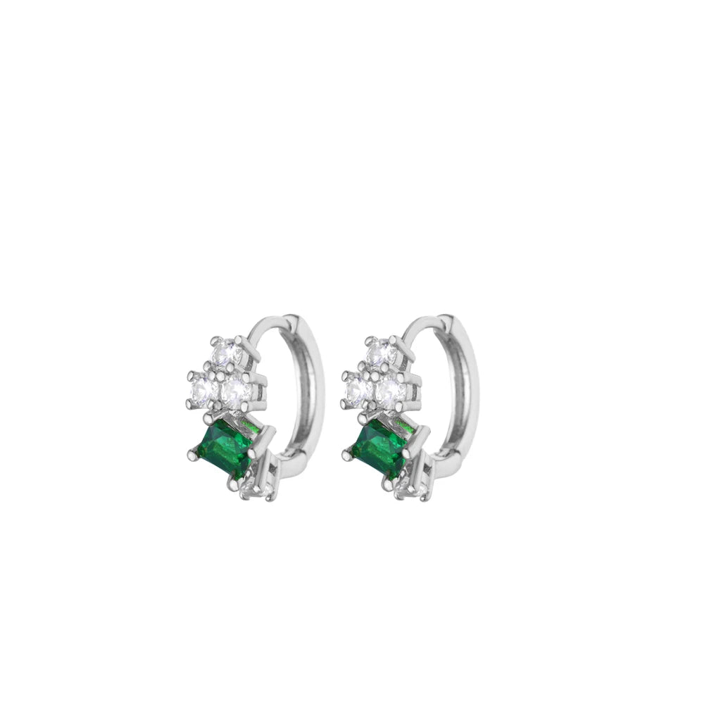 Brincos de trevo de cristal para mulheres, brincos de argola de zircônia verde, luxo feminino, designer de joias, presente de festa, frete grátis