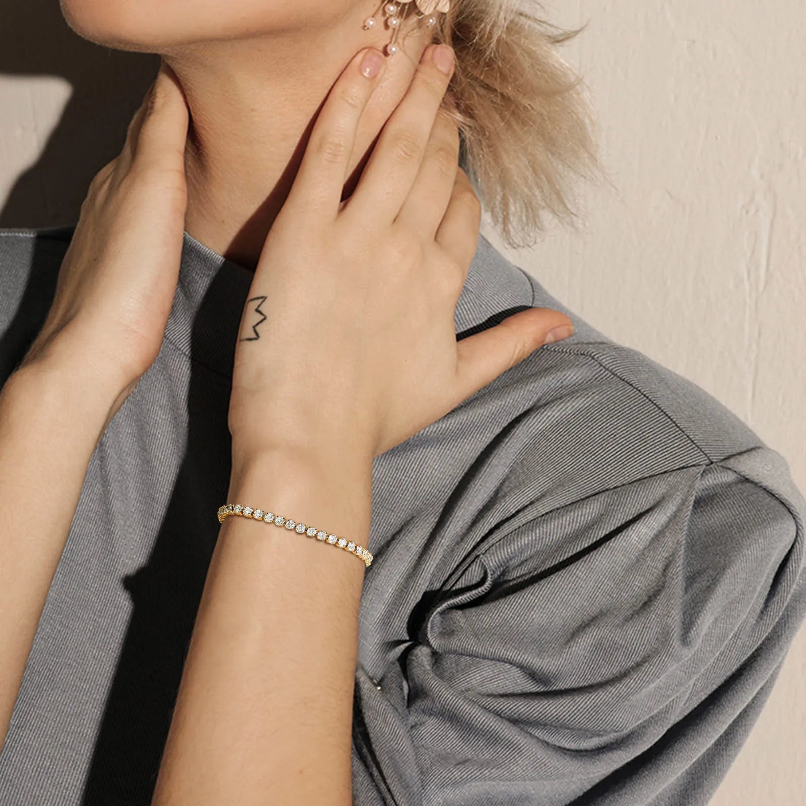 Tornozeleiras de corrente de tênis da moda Bling 3mm para mulheres, cor dourada de aço inoxidável elo ajustável praia férias joias para pés