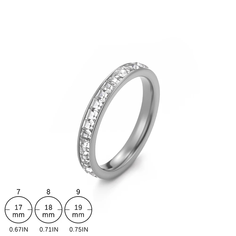 Cooltime luxo aço inoxidável declaração zircão cúbico anéis para homens mulheres romântico noivado festa de casamento jóias