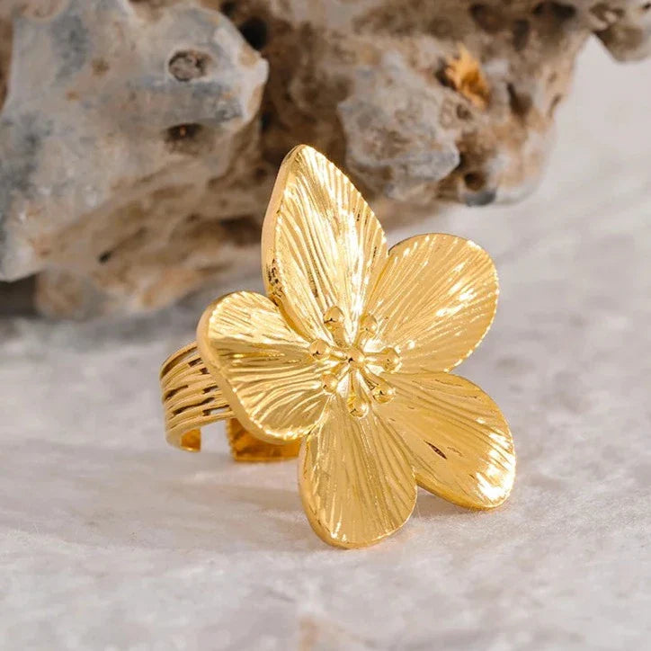 Anel Feminino Ajustável Flor Radiante