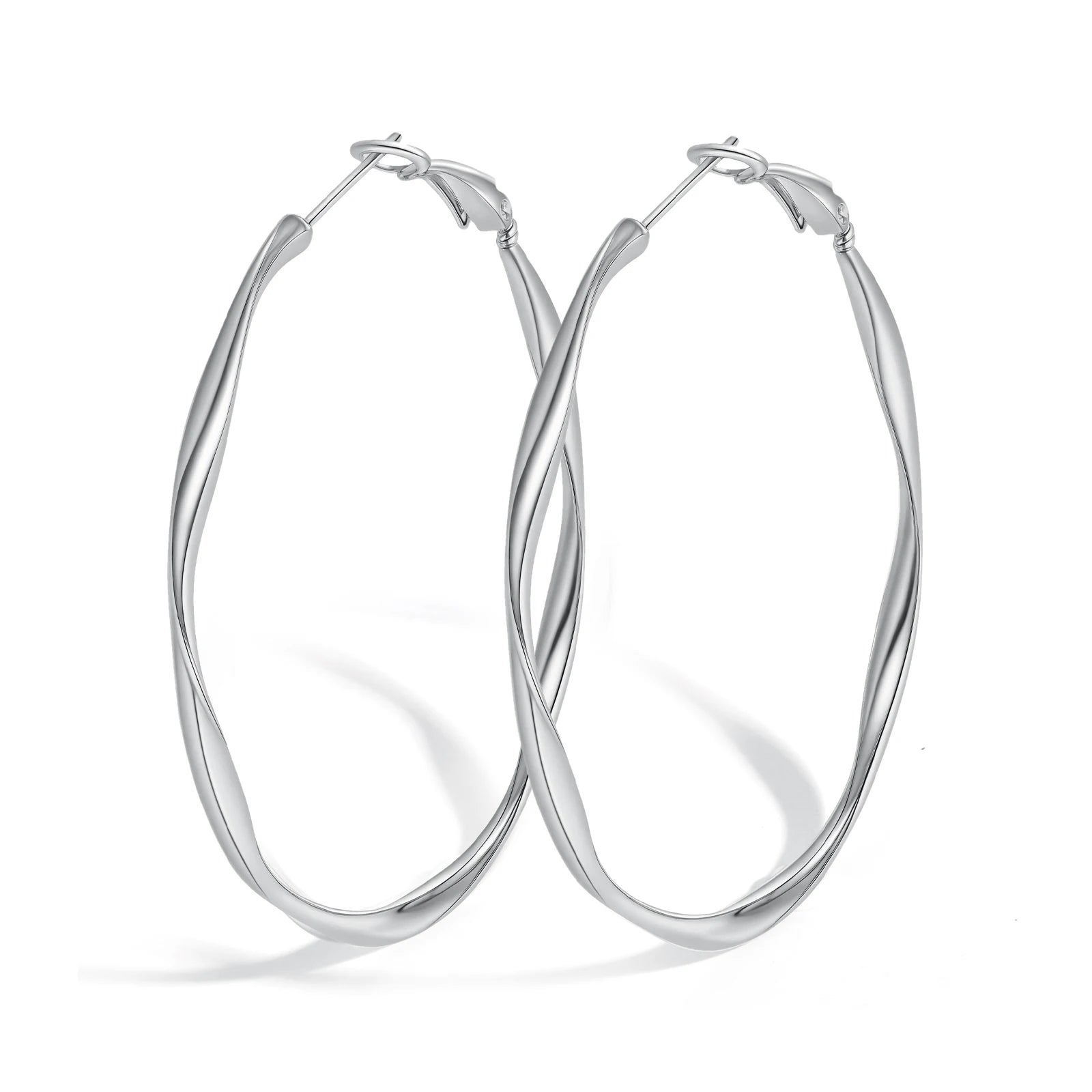 Brincos de argola Twist Circle para mulheres, brinco de argola Mobius Huggies de aço inoxidável, deslustrados e sem níquel