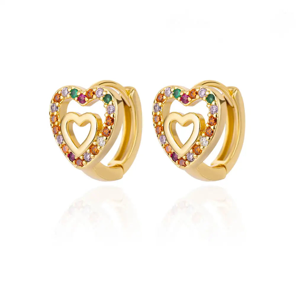 Brincos de coração de zircônia oca para mulheres, aço inoxidável, cor dourada, brinco de coração, luxo, casamento, casal, joias, presente, frete grátis