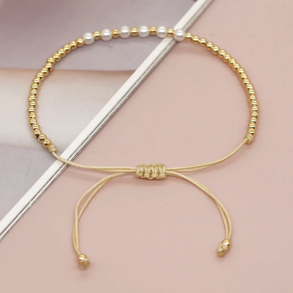 Banhado a ouro frisado surfista pulseiras pérola natural charme pulseira artesanal moda verão jóias para mulheres adolescente presente da menina