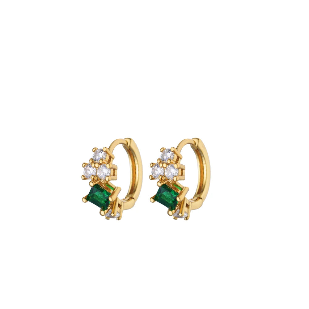 Brincos de trevo de cristal para mulheres, brincos de argola de zircônia verde, luxo feminino, designer de joias, presente de festa, frete grátis