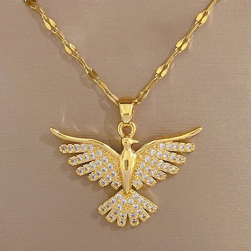 Colar Pássaro com Zircônia 18K