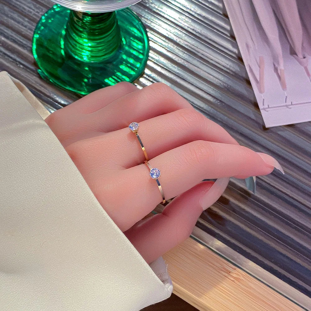 Anél Femininos de Ouro de Aço Inoxidável e Banho de Ouro 18K