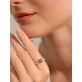 Yhpup luxo aaa bling zircônia cúbica clássico anel 2024 aço inoxidável cz 18k ouro pvd banhado moda requintado jóias presente