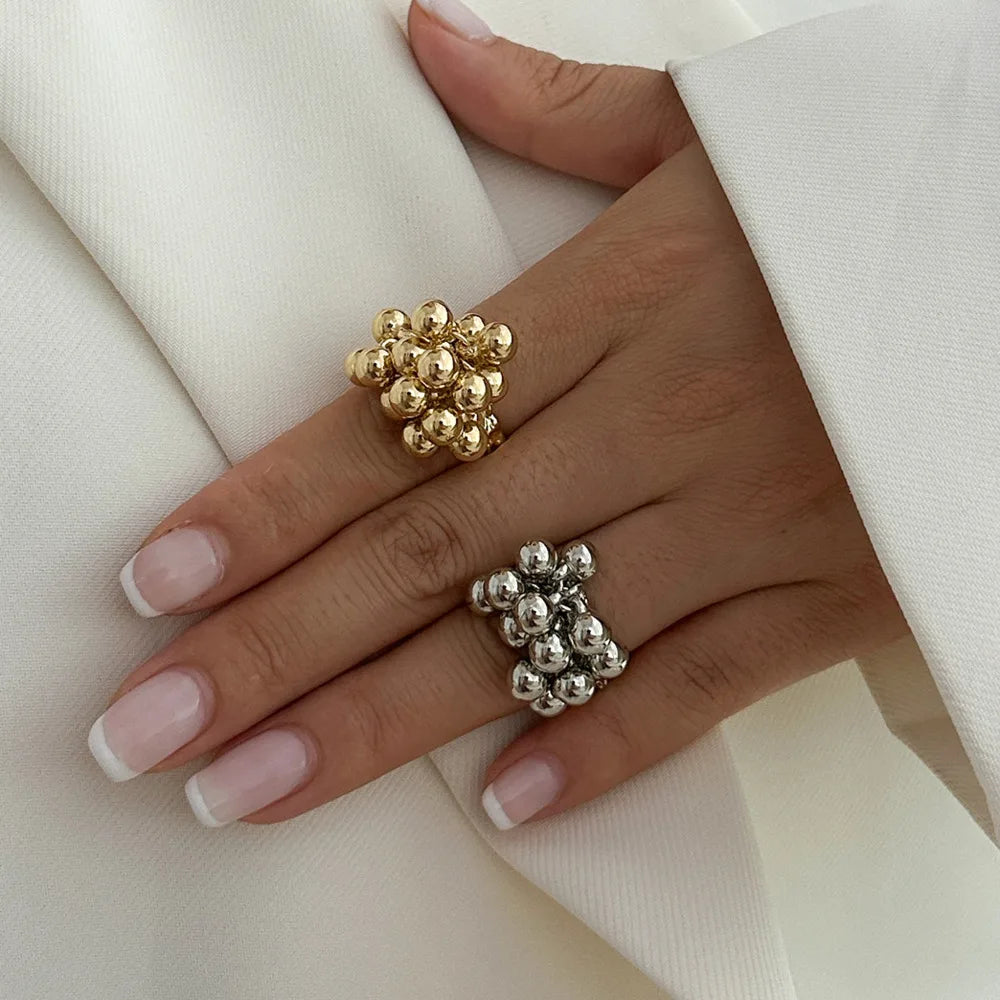 Anel Feminino Ajustável Bolinhas Luxuosas