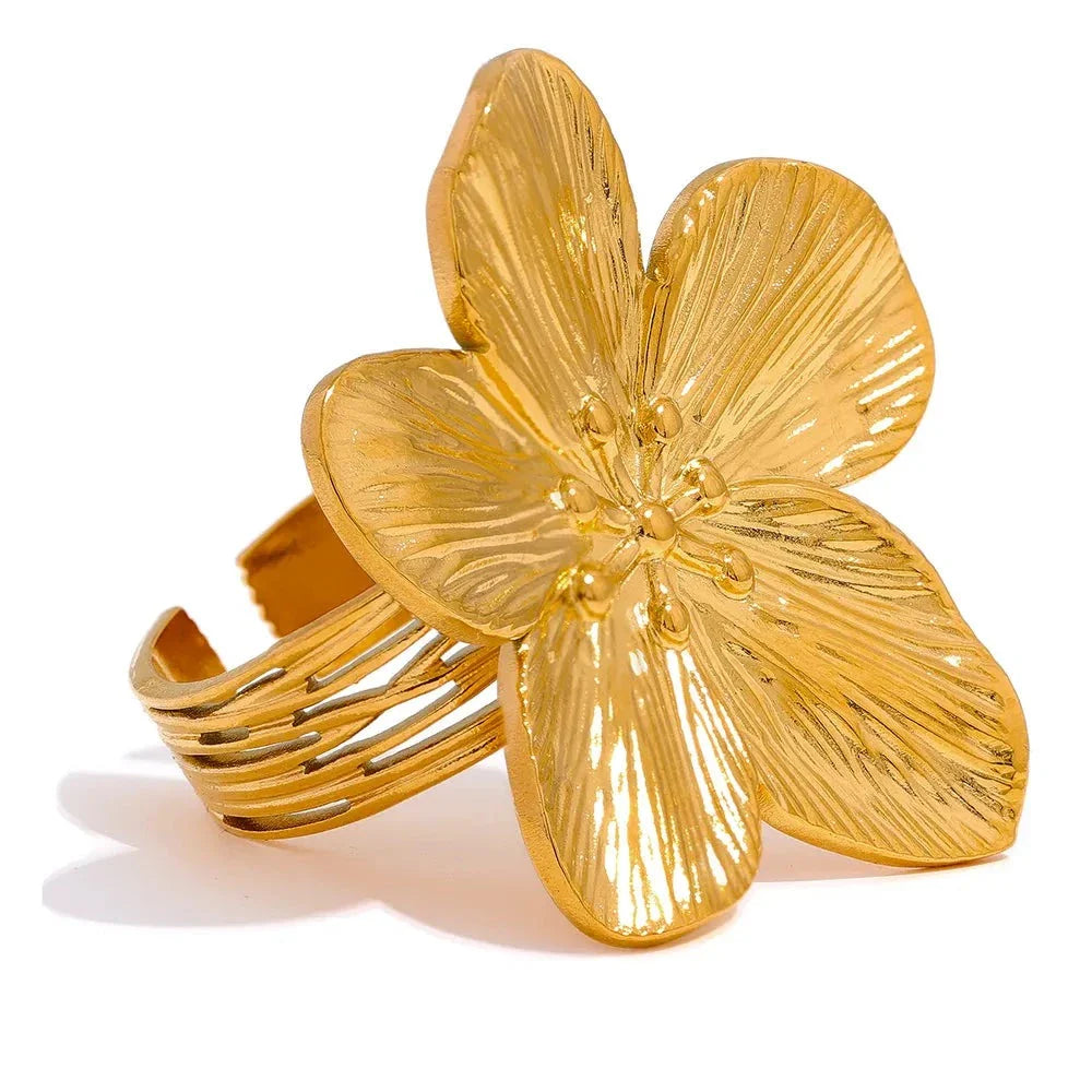 Anel Feminino Ajustável Flor Radiante