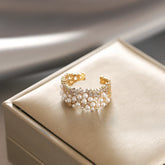 Anel Feminino Ajustável Perolado 18K