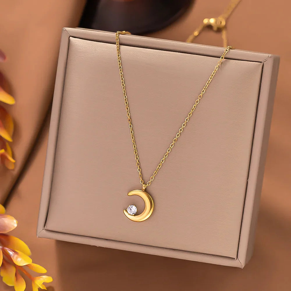 Colar Feminino Lua Estrelinha 18K