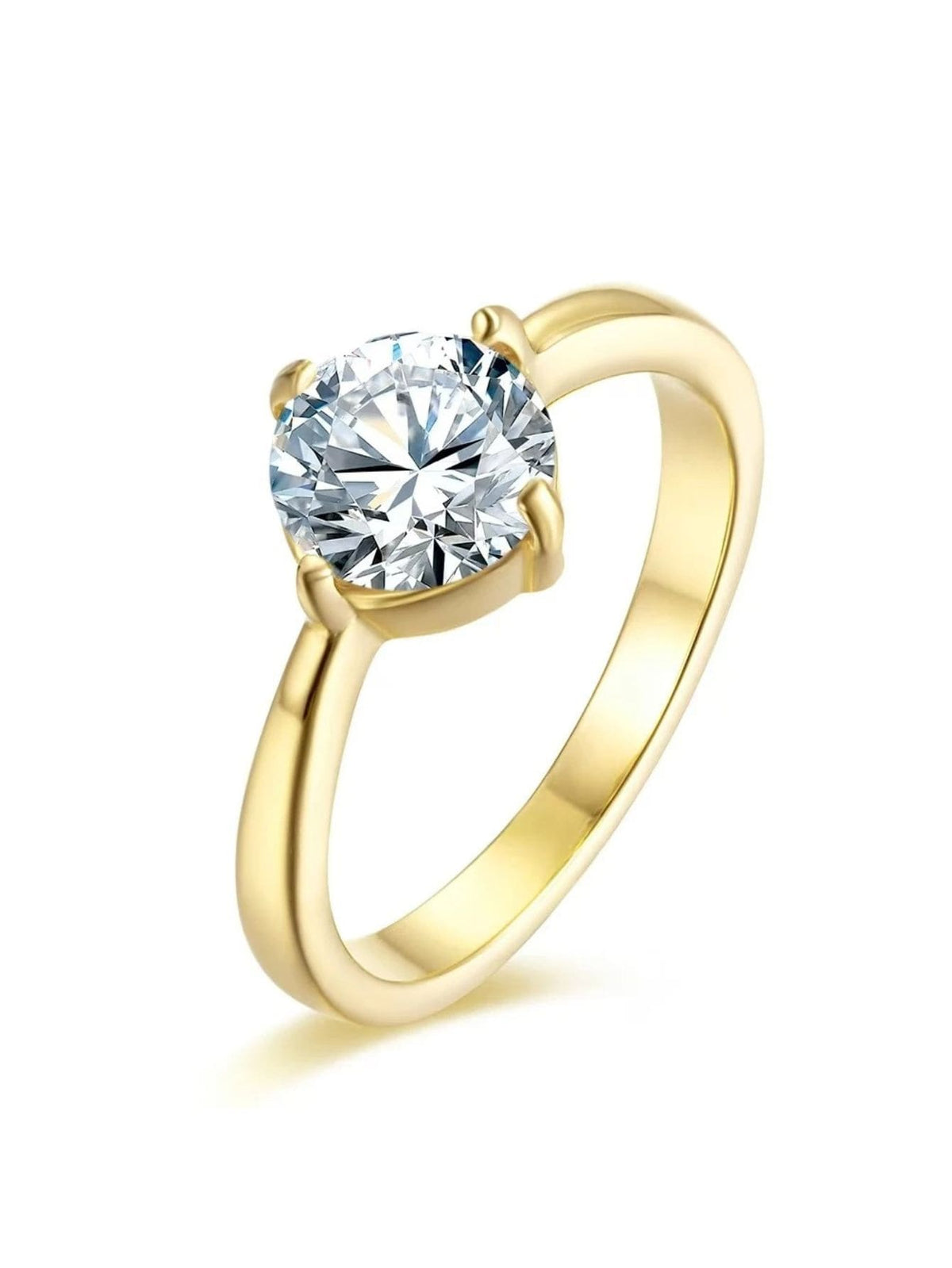 Anél Femininos de Ouro com Pedra Cristal