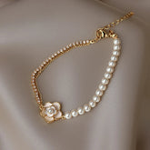 Pulseira de Ouro Feminina Perolada