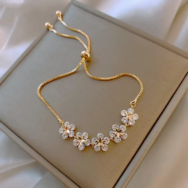 Pulseira de Ouro Feminina Estrelas Ouro 18K