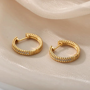 Brincos de argola redondos para mulheres, cor dourada, brincos de aço inoxidável, tendência 20224, nova faixa de casamento, joias para casal, itens frete grátis
