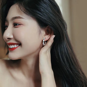 Brinco Feminino Argola Perolado com Zircônia