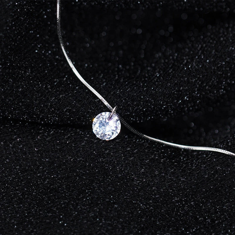 Colares Feminino Delicado Pingente de Zircônia Prata 925