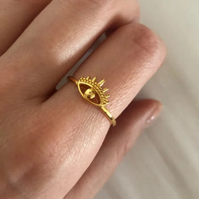 Anel Feminino Dourado Olho Grego