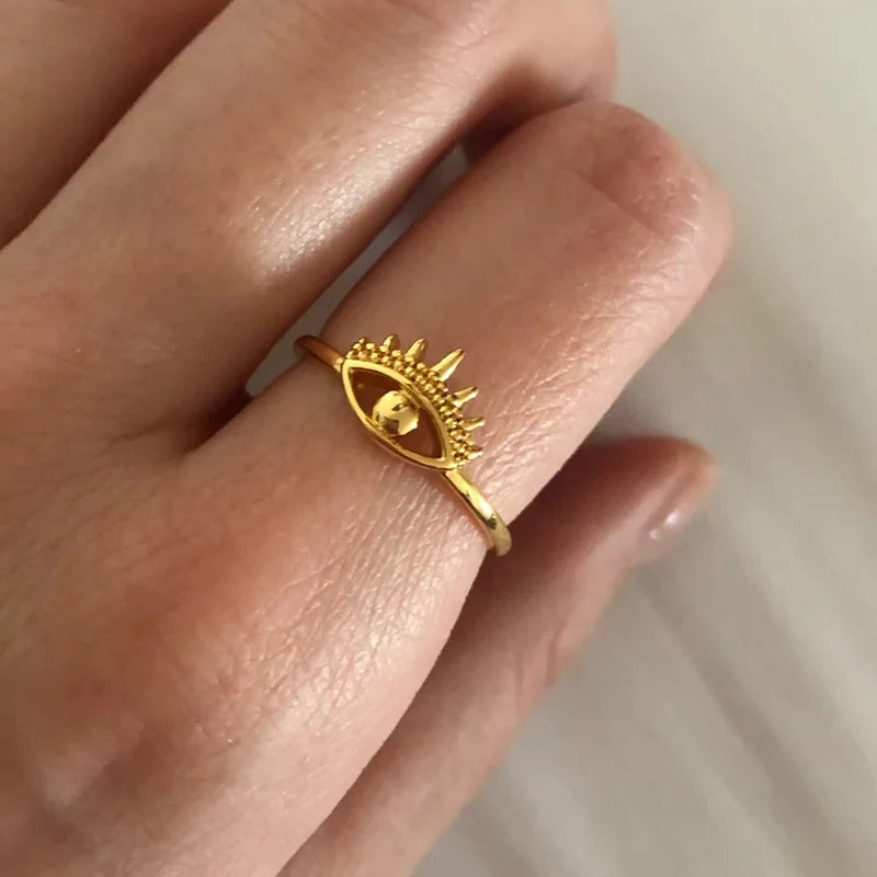 Anel Feminino Dourado Olho Grego