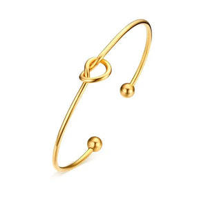 Pulseira de punho de nó estilo candido para mulheres, pulseiras elegantes de aço inoxidável cor dourada, joias de festa das irmãs bff