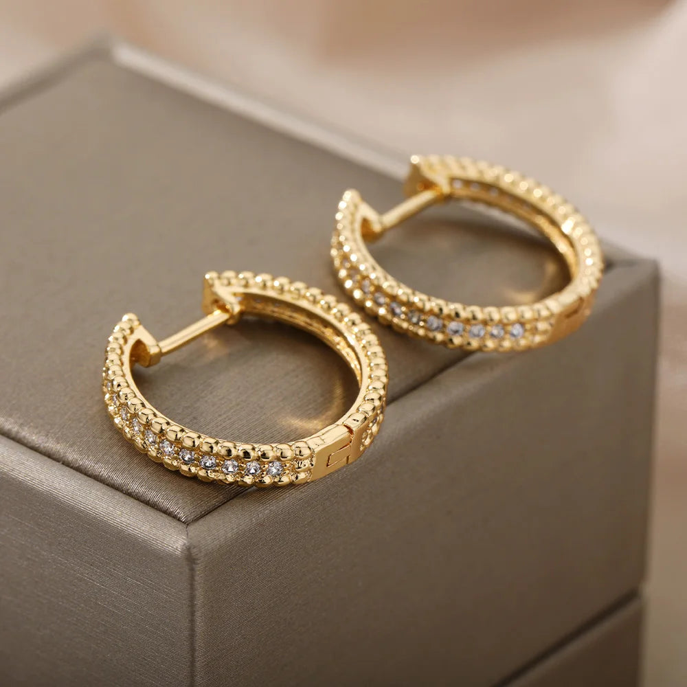 Brincos de argola redondos para mulheres, cor dourada, brincos de aço inoxidável, tendência 20224, nova faixa de casamento, joias para casal, itens frete grátis