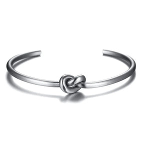 Pulseira de punho de nó estilo candido para mulheres, pulseiras elegantes de aço inoxidável cor dourada, joias de festa das irmãs bff