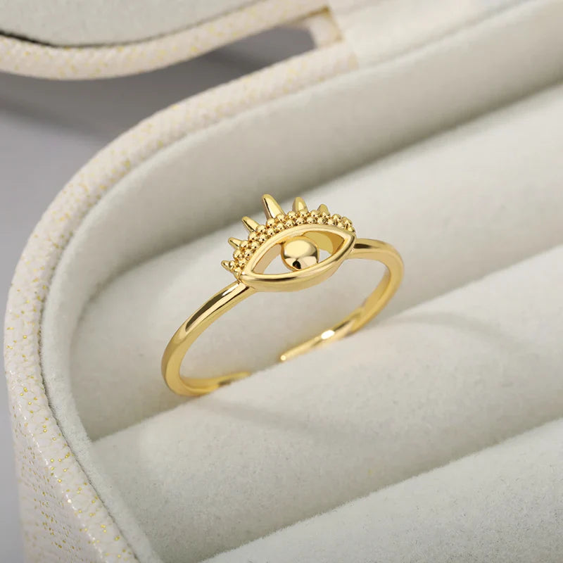 Anel Feminino Dourado Olho Grego