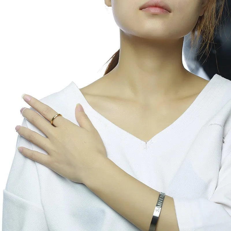 Vnox-Anéis de noivado em aço inoxidável para homens e mulheres, cor dourada simples, elegante faixa de casamento fina, presente de aniversário