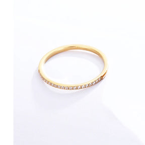 Anel de zircônia de acabamento fino de 1,5 mm de largura para mulheres presentes de aço de titânio de alta qualidade para amantes joias anel de casamento atacado