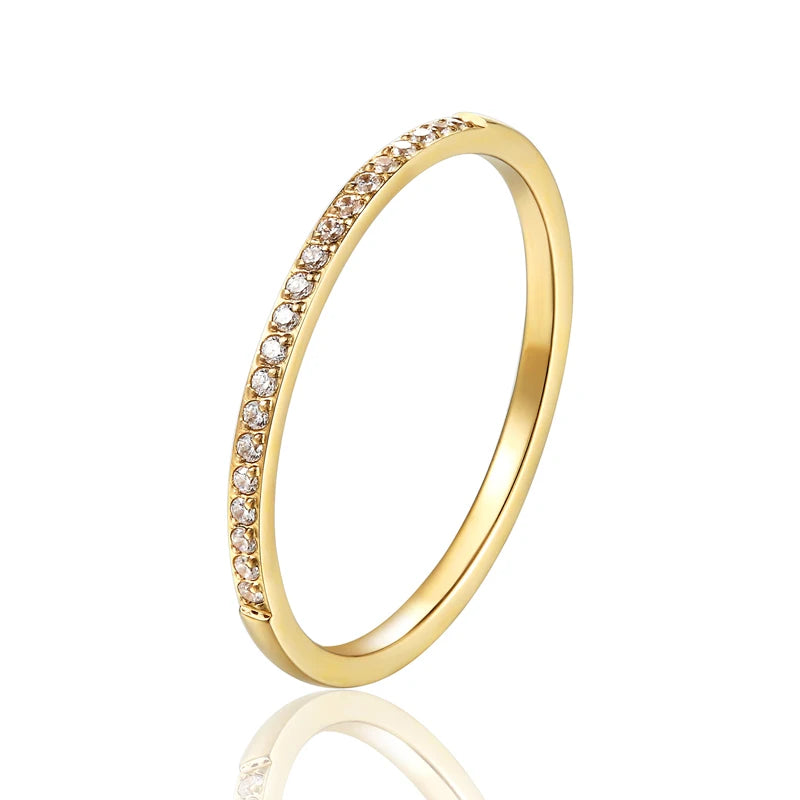 Anel de zircônia de acabamento fino de 1,5 mm de largura para mulheres presentes de aço de titânio de alta qualidade para amantes joias anel de casamento atacado
