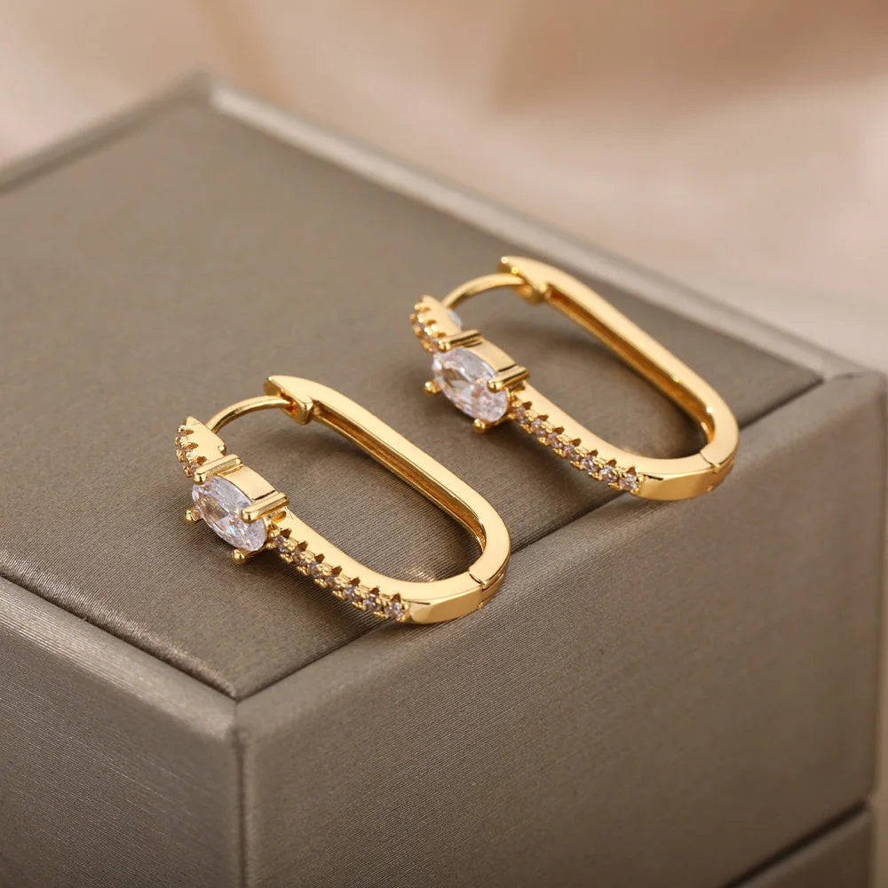 Brinco redondo minimalista de zircônia para mulheres, brinco irregular de aço inoxidável, moda festa de casamento, joias para presente, bijuterias femininas 2022