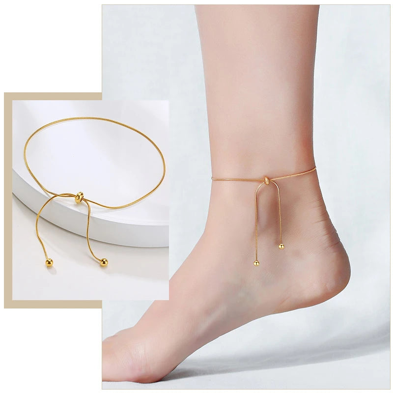 Pulseiras de corrente de cobra fina minimalista, para mulheres, comprimento ajustável, joia dourada, aço inoxidável, presentes de natal, ano novo
