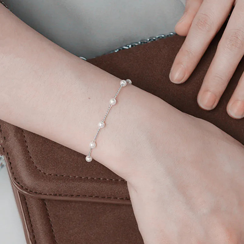 Pulseira de Ouro Feminina Pérolas