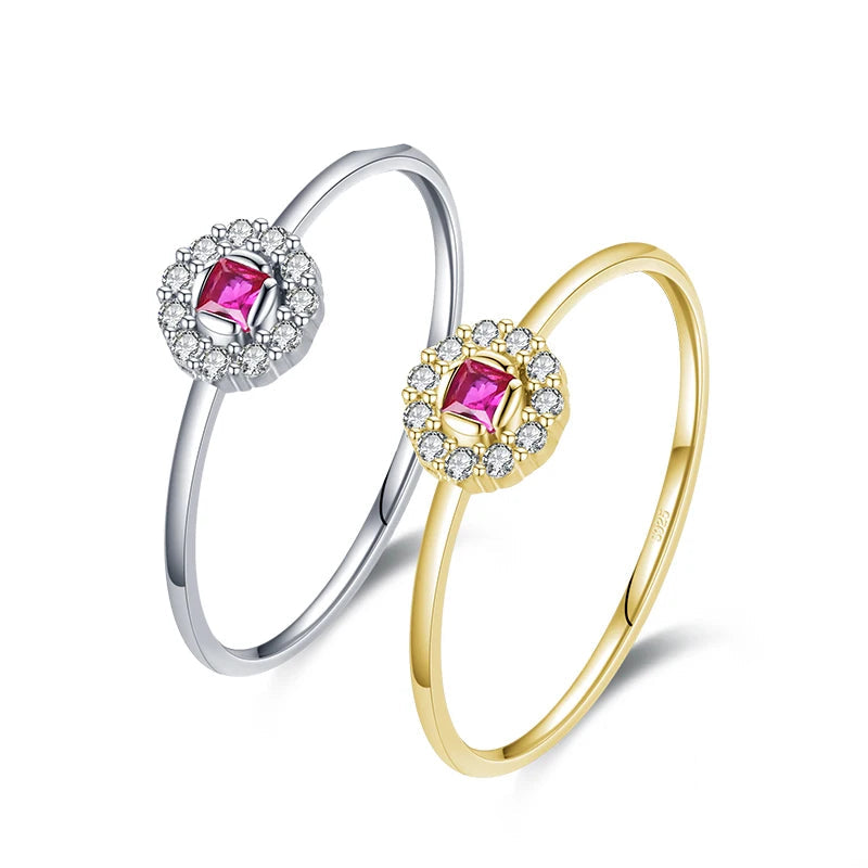 Modian autêntico 925 prata esterlina delicado cristal vermelho pequenos anéis de dedo para mulheres banda de casamento moda jóias de declaração