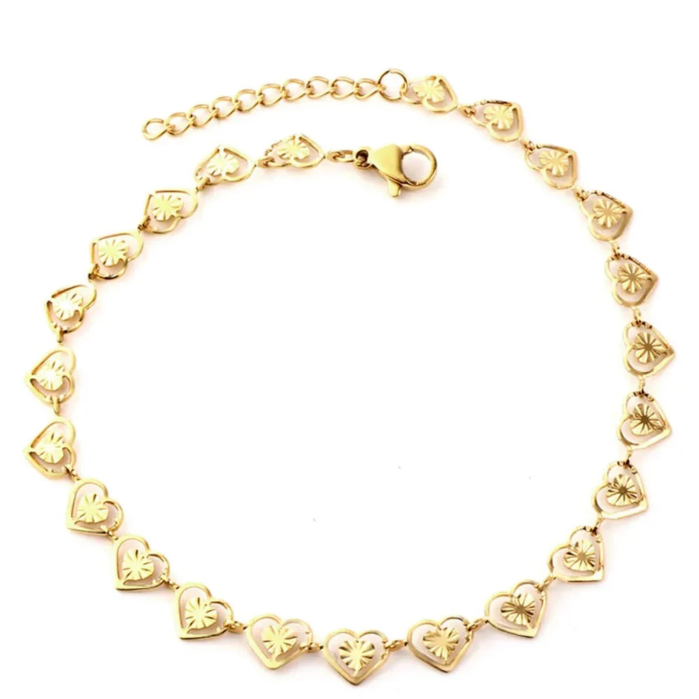 Pulseira de Ouro Feminina Coração Life